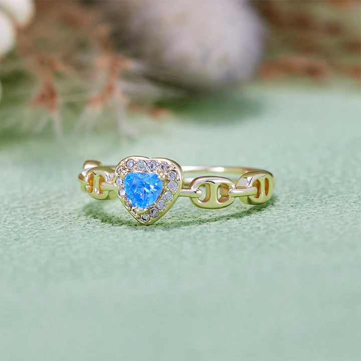 Bague à tige en aigue-marine et nez de cochon Olivenorma