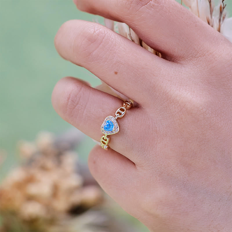 Bague à tige en aigue-marine et nez de cochon Olivenorma