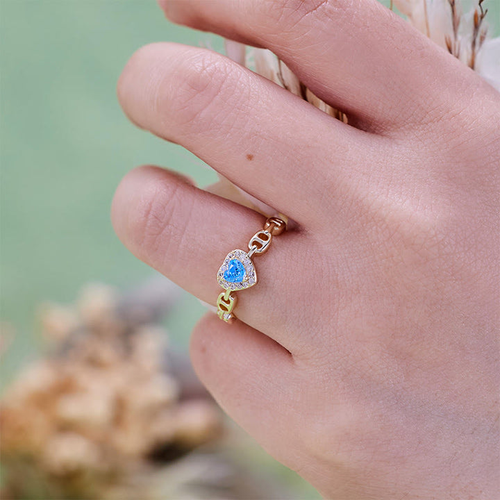 Bague à tige en aigue-marine et nez de cochon Olivenorma