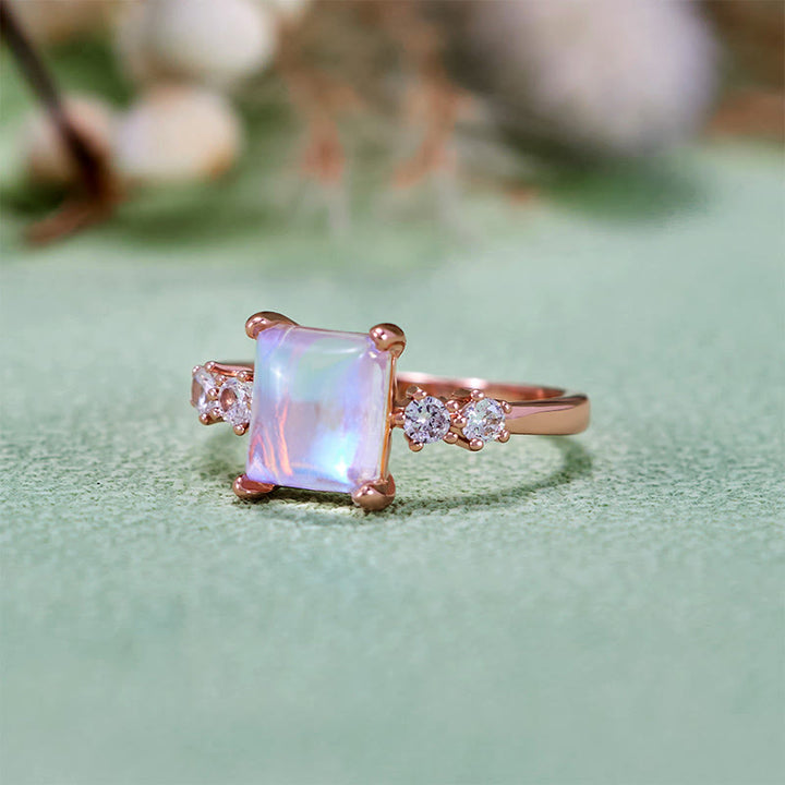 Bague Olivenorma en pierre de lune synthétique taille carrée
