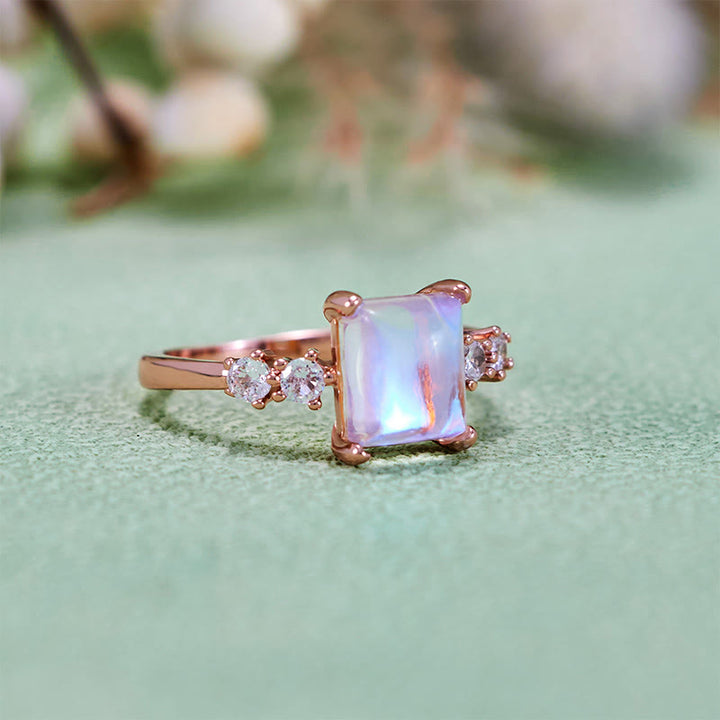 Bague Olivenorma en pierre de lune synthétique taille carrée