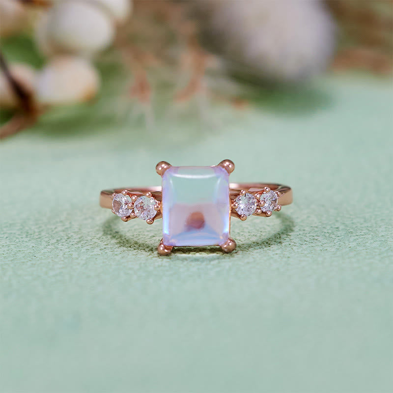 Bague Olivenorma en pierre de lune synthétique taille carrée