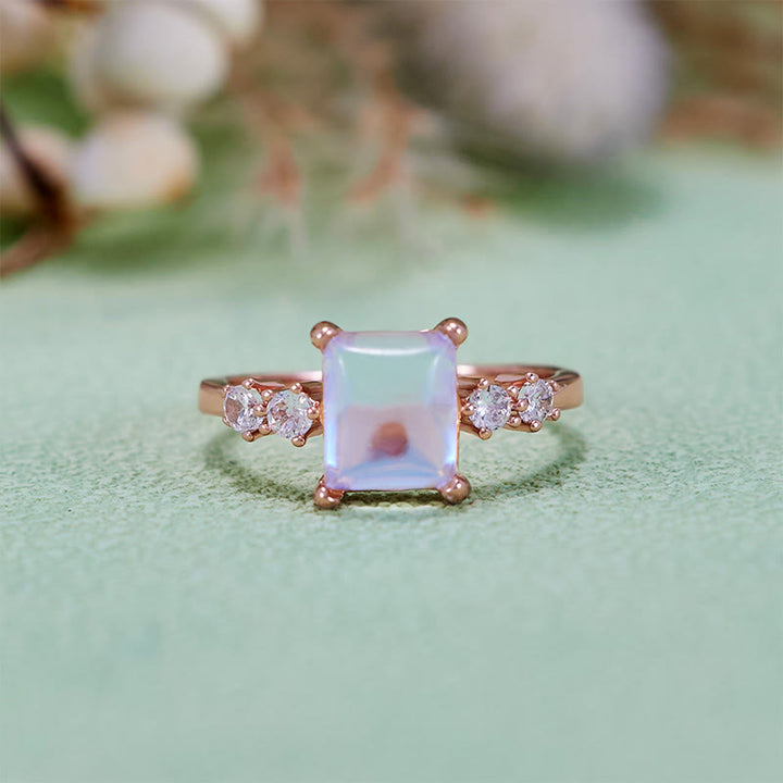Bague Olivenorma en pierre de lune synthétique taille carrée