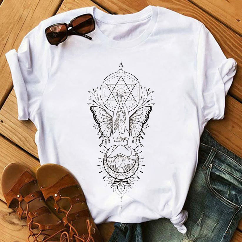 T-shirts en coton inspirants Olivenorma Tree of Life - Cube et fée de Métatron - 2XL - image 7