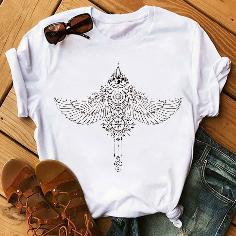T-shirts en coton inspirants Olivenorma Tree of Life - Mauvais œil et ailes - 2XL - image 8