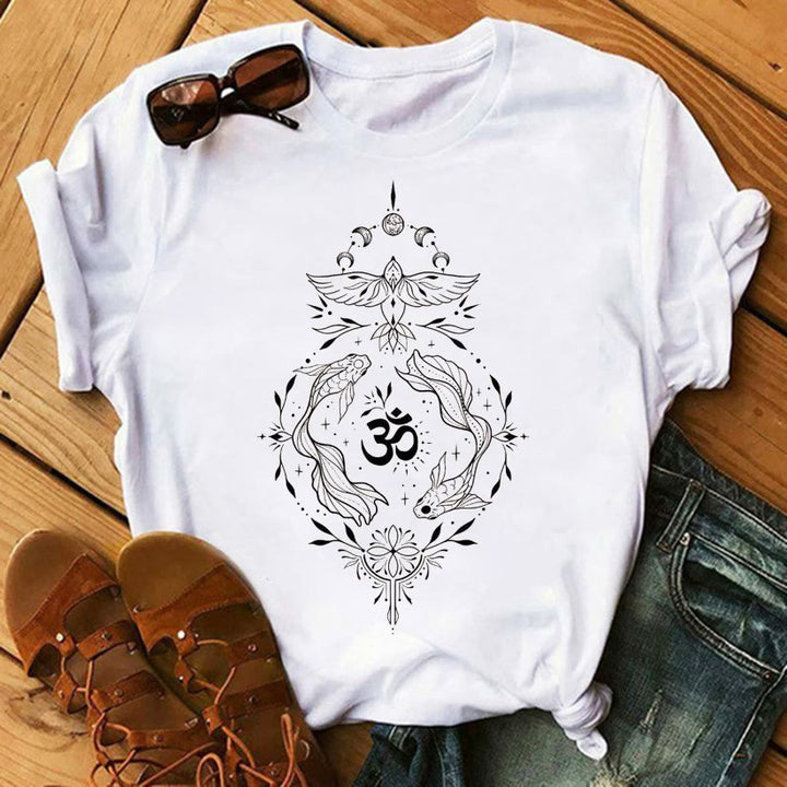 T-shirts en coton inspirants Olivenorma Tree of Life - Poissons et OM - 2XL - image 6