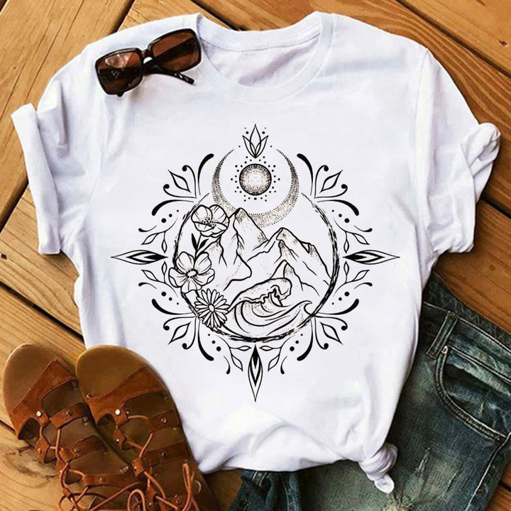 T-shirts en coton inspirants Olivenorma Tree of Life - Montagnes et rivières - 2XL - image 5