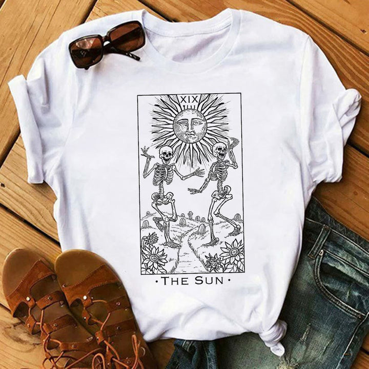 T-shirts en coton inspirants avec imprimé Tarot Olivenorma - LE SOLEIL - 2XL - image 0