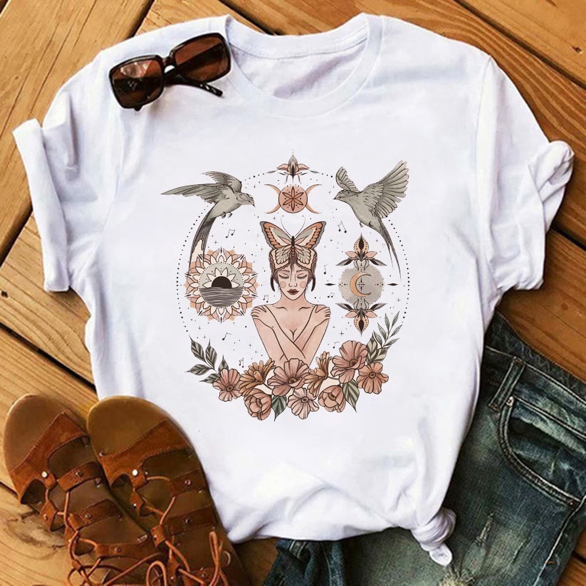 T-shirts en polyester inspirants avec imprimé Tarot Olivenorma