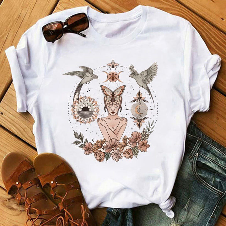 T-shirts en polyester inspirants avec imprimé Tarot Olivenorma
