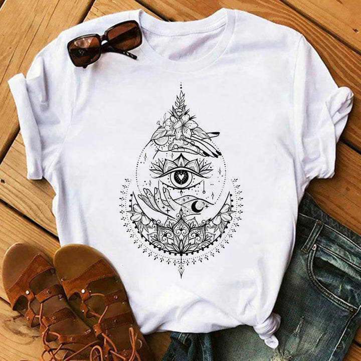 T-shirts en coton inspirants avec imprimé Tarot Olivenorma - Mauvais œil et main - 2XL - image 6