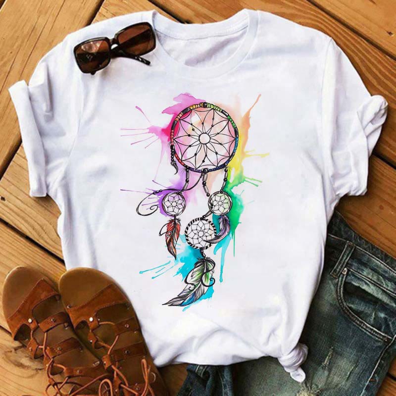 T-shirt imprimé attrape-rêves en coton Olivenorma - Attrape-rêves coloré - 2XL - image 7