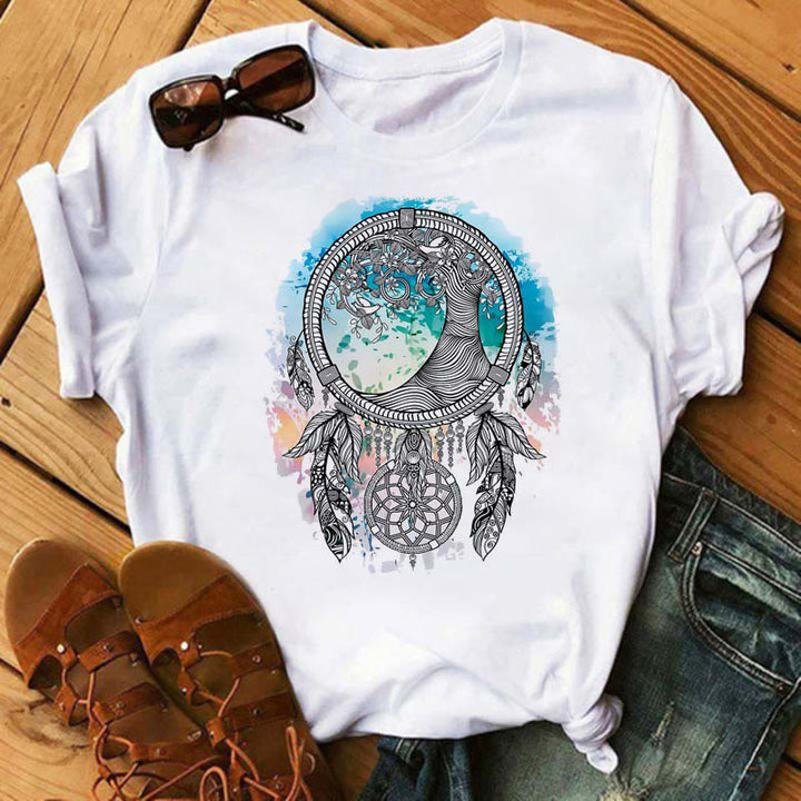 T-shirt imprimé attrape-rêves en coton Olivenorma - Arbre de Vie et attrape-rêves - 2XL - image 9