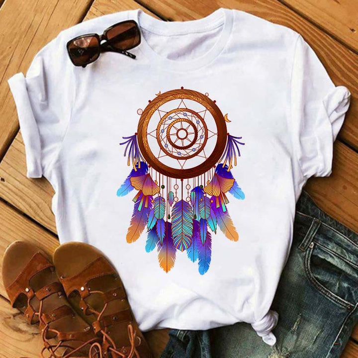 T-shirt imprimé attrape-rêves en coton Olivenorma - Attrape-rêves bleu-violet - 2XL - image 10
