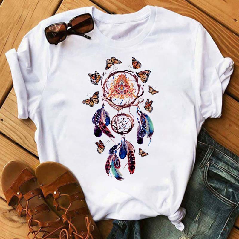 T-shirt imprimé attrape-rêves en coton Olivenorma - Attrape-rêves papillon - 2XL - image 6
