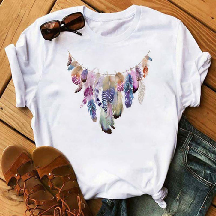 T-shirt en coton imprimé attrape-rêves arbre de vie Olivenorma - Plume - 2XL - image 13