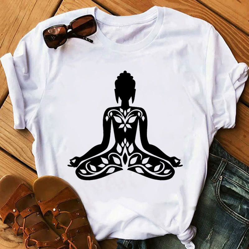 T-shirt imprimé bohème bouddha méditation chakra zen hobo olivenorma - Bouddha n°2 - 2XL - image 3