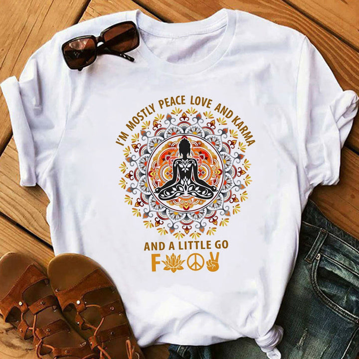 T-shirt imprimé bohème bouddha chakra méditation zen hobo Olivenorma