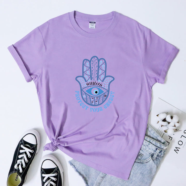 T-shirt imprimé Olivenorma Protection Evil Eye Hamsa