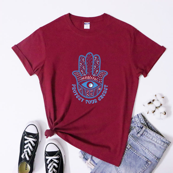 T-shirt imprimé Olivenorma Protection Evil Eye Hamsa