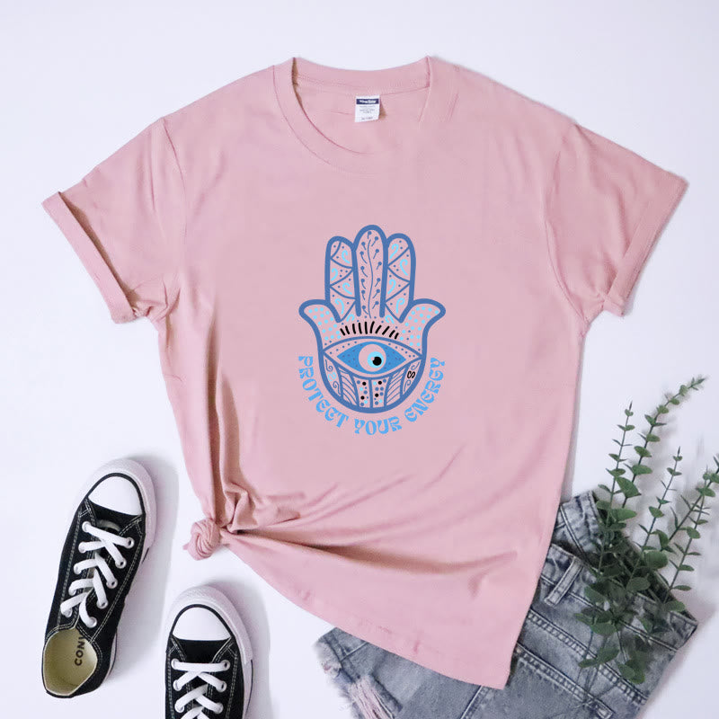 T-shirt imprimé Olivenorma Protection Evil Eye Hamsa