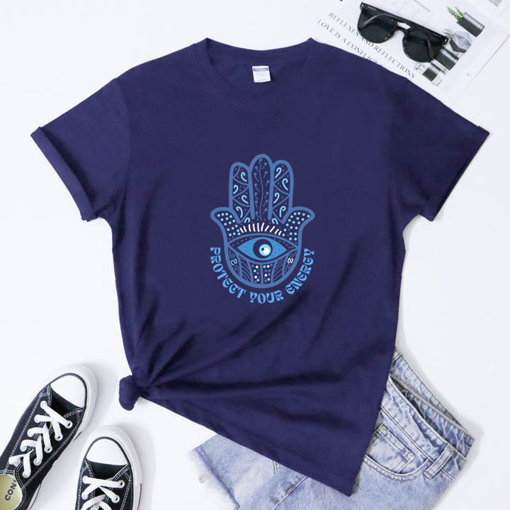 T-shirt imprimé Olivenorma Protection Evil Eye Hamsa