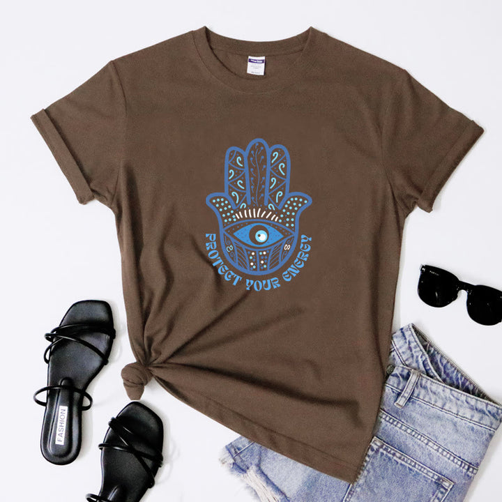 T-shirt imprimé Olivenorma Protection Evil Eye Hamsa