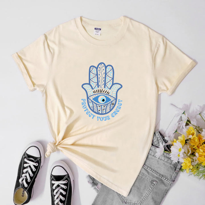 T-shirt imprimé Olivenorma Protection Evil Eye Hamsa