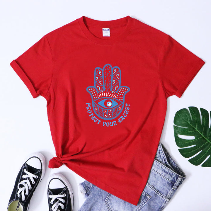 T-shirt imprimé Olivenorma Protection Evil Eye Hamsa