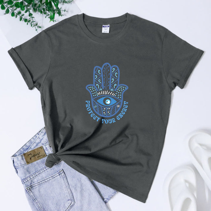 T-shirt imprimé Olivenorma Protection Evil Eye Hamsa