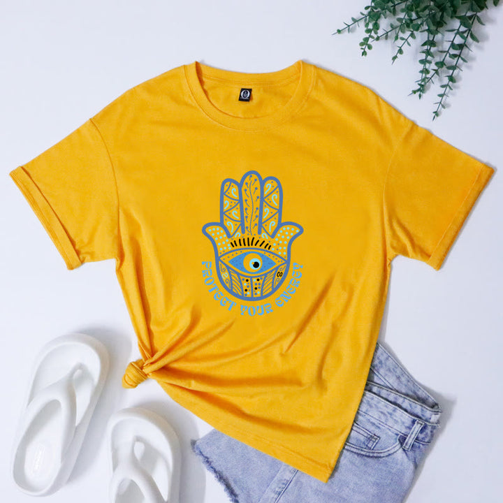 T-shirt imprimé Olivenorma Protection Evil Eye Hamsa