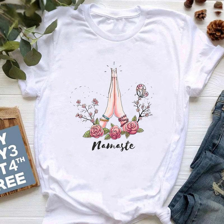 T-shirt imprimé méditation Hamsa Bouddha Lotus Olivenorma