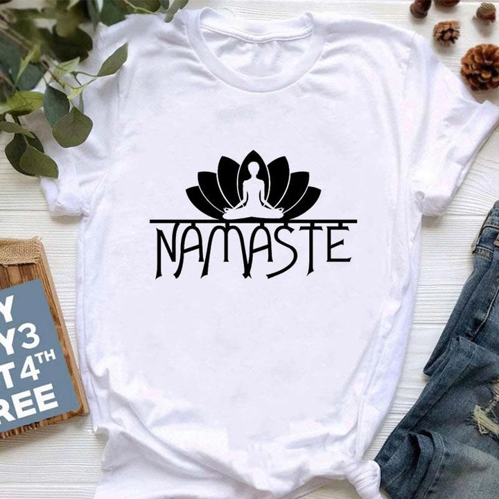 T-shirt imprimé méditation Hamsa Bouddha Lotus Olivenorma