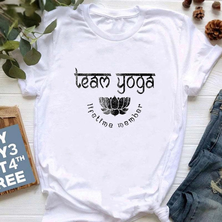 T-shirt imprimé méditation Hamsa Bouddha Lotus Olivenorma