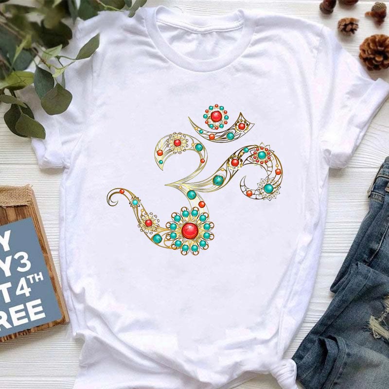 T-shirt imprimé méditation Hamsa Bouddha Lotus Olivenorma