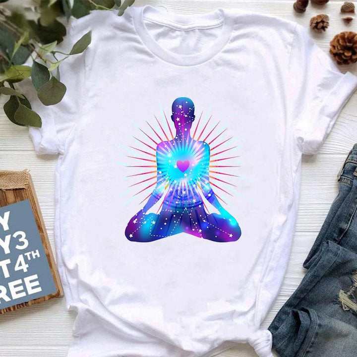 T-shirt imprimé méditation Hamsa Bouddha Lotus Olivenorma