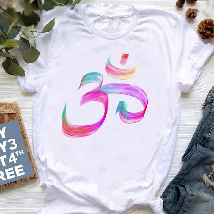 T-shirt imprimé méditation Hamsa Bouddha Lotus Olivenorma