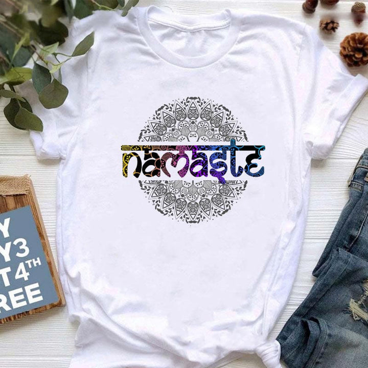 T-shirt imprimé méditation Hamsa Bouddha Lotus Olivenorma