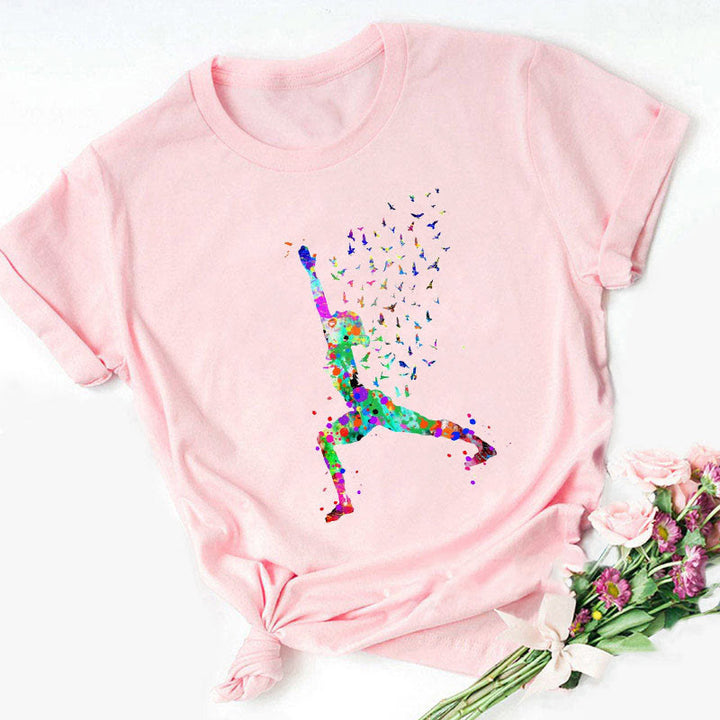 T-shirt imprimé bouddha coloré méditation yoga Olivenorma - Posture de yoga n°3 - Rose - 2XL - image 14