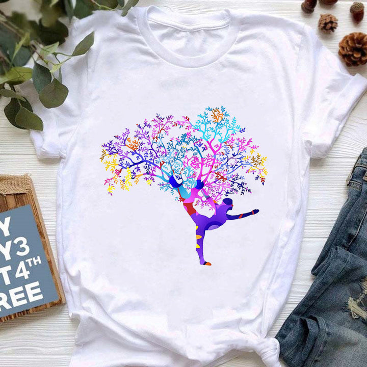 T-shirt imprimé coloré pour le yoga et la méditation Olivenorma