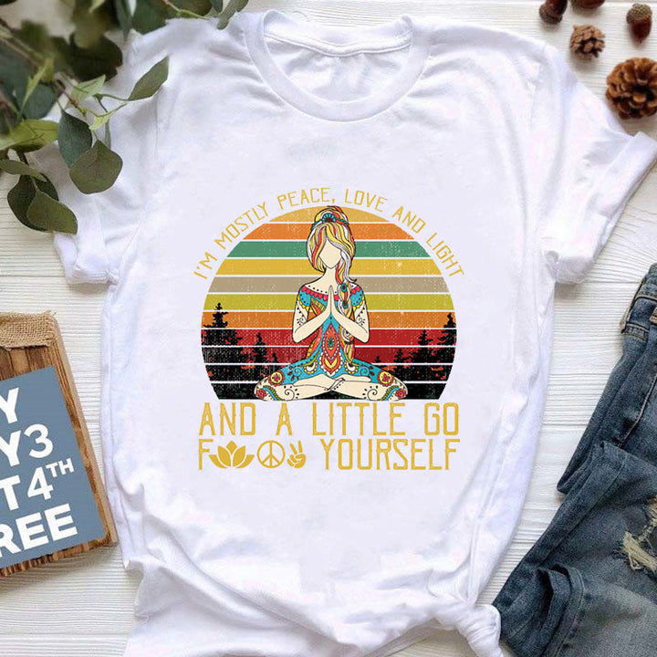 T-shirt imprimé coloré pour le yoga et la méditation Olivenorma