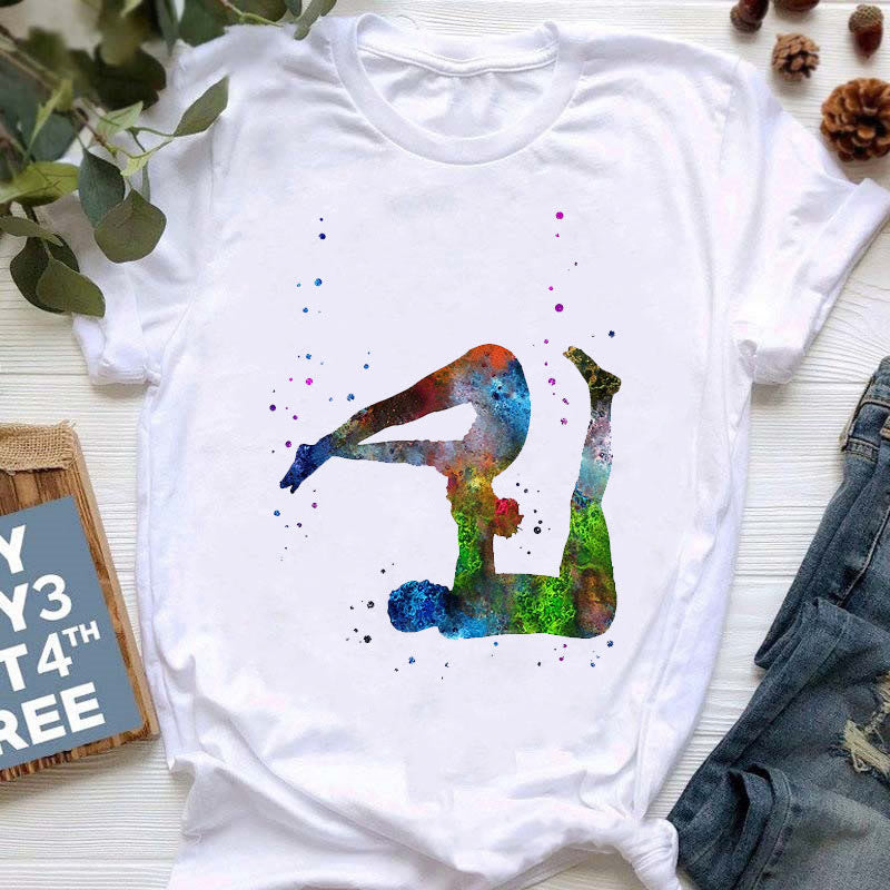 T-shirt imprimé coloré pour le yoga et la méditation Olivenorma