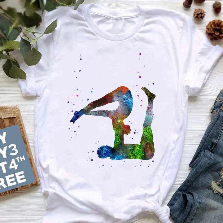 T-shirt imprimé coloré pour le yoga et la méditation Olivenorma