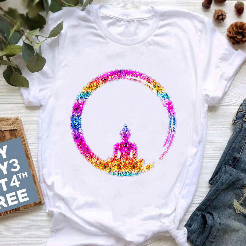T-shirt imprimé coloré pour le yoga et la méditation Olivenorma