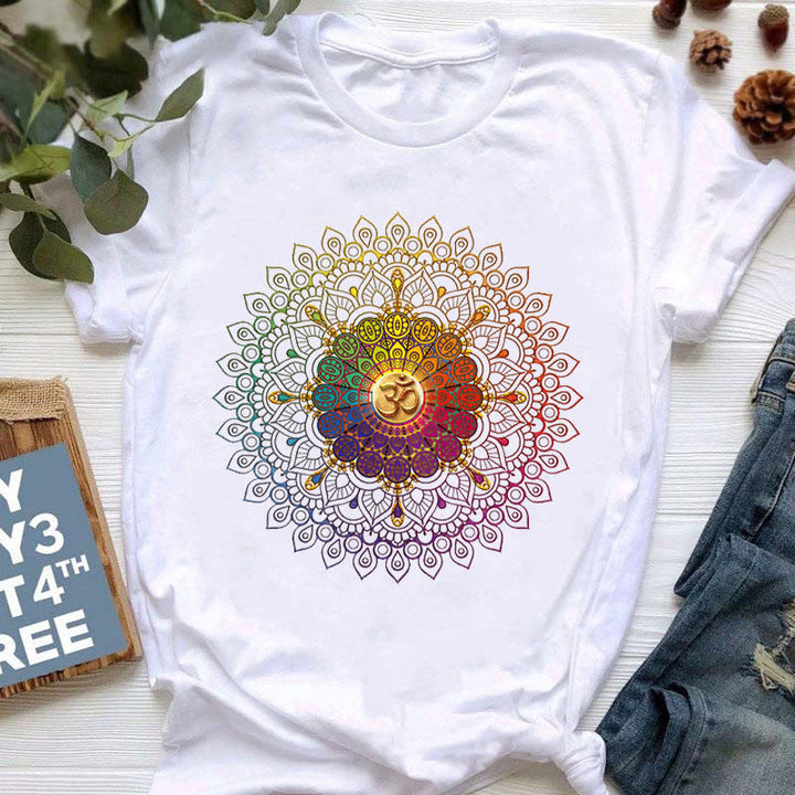 T-shirt imprimé coloré pour le yoga et la méditation Olivenorma