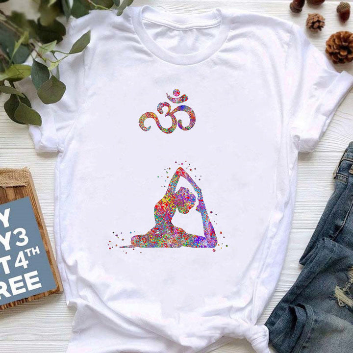 T-shirt imprimé coloré pour le yoga et la méditation Olivenorma