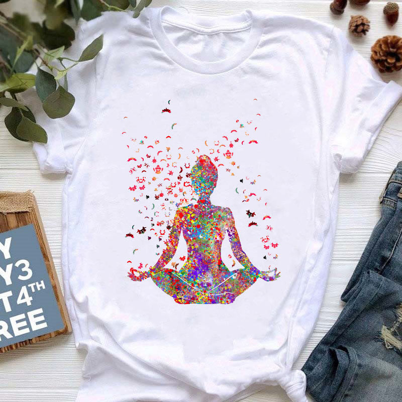 T-shirt imprimé coloré pour le yoga et la méditation Olivenorma