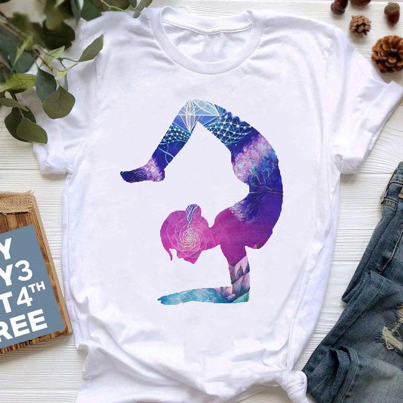 T-shirt imprimé coloré pour le yoga et la méditation Olivenorma