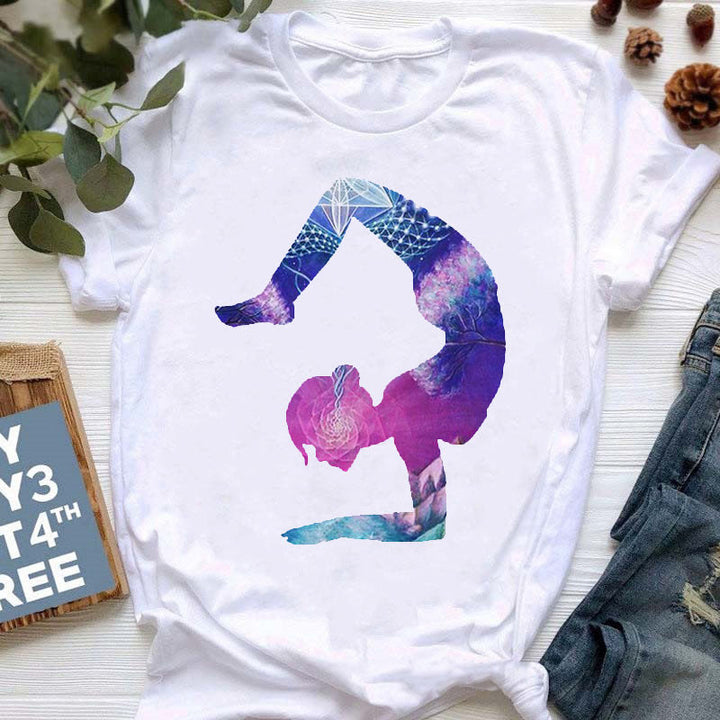 T-shirt imprimé coloré pour le yoga et la méditation Olivenorma