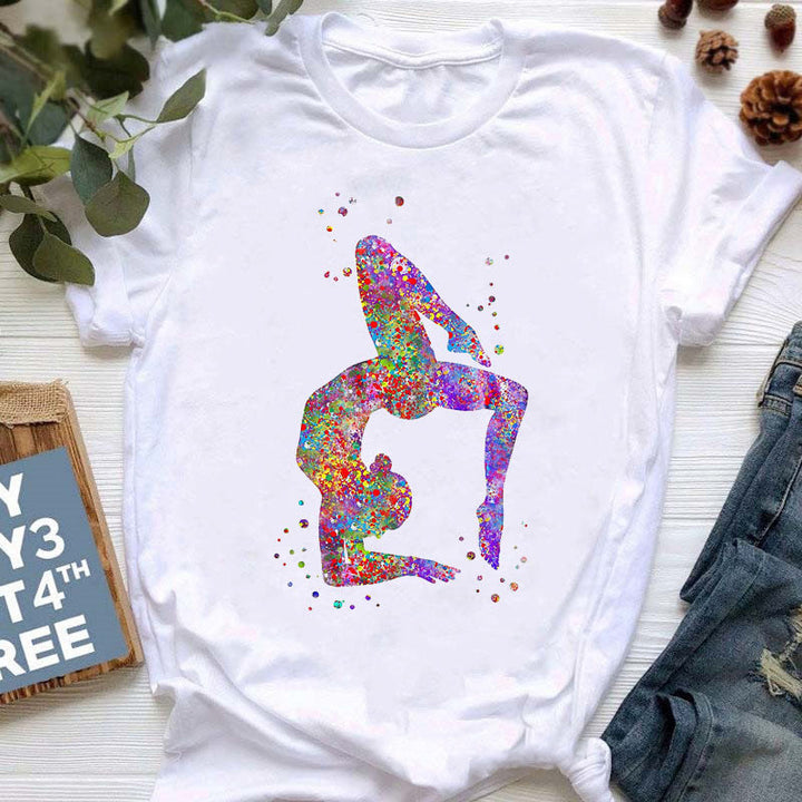 T-shirt imprimé coloré pour le yoga et la méditation Olivenorma